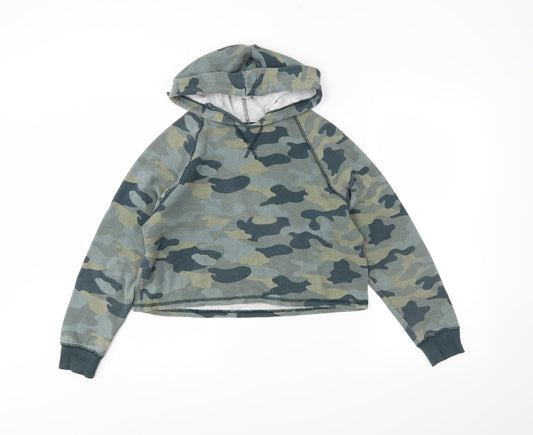 H&M Womens Green Camouflage  Pullover Hoodie Size S