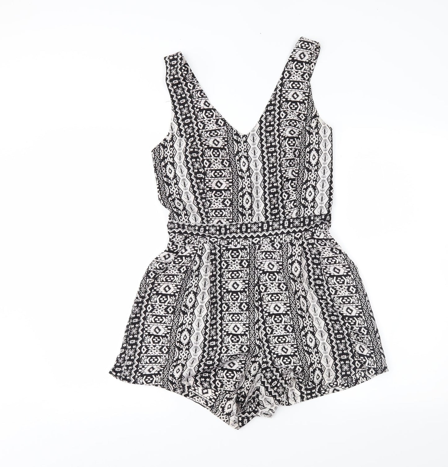 M&S Womens White Fair Isle  Playsuit One-Piece Size S L3 in