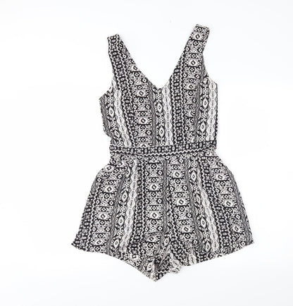 M&S Womens White Fair Isle  Playsuit One-Piece Size S L3 in