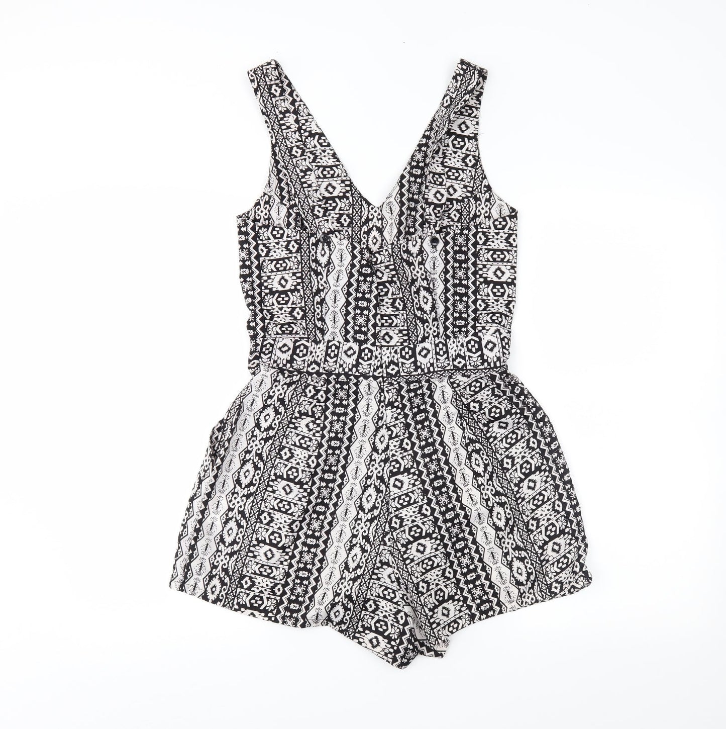 M&S Womens White Fair Isle  Playsuit One-Piece Size S L3 in