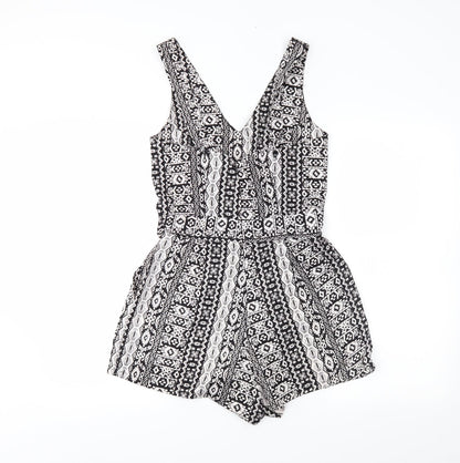 M&S Womens White Fair Isle  Playsuit One-Piece Size S L3 in