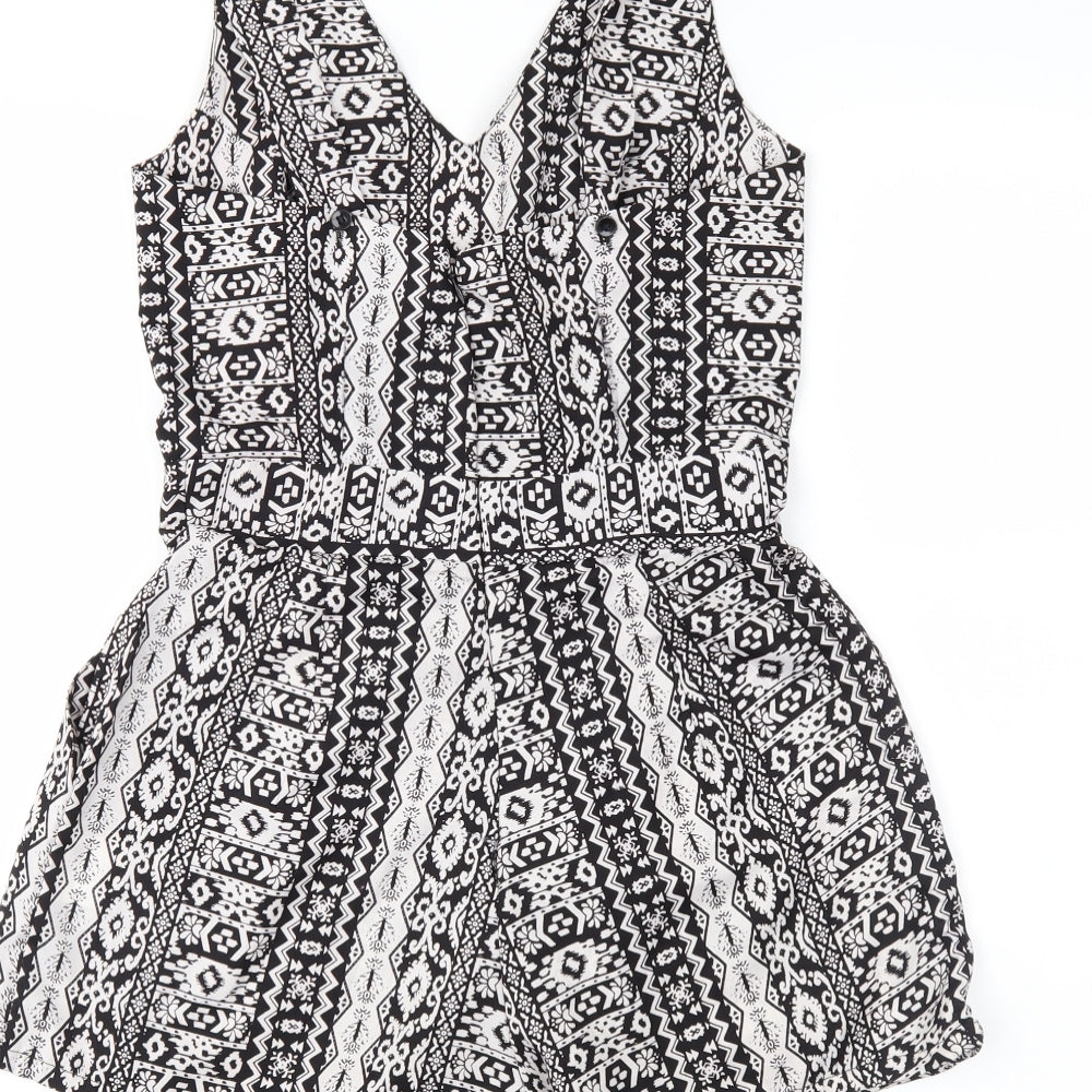 M&S Womens White Fair Isle  Playsuit One-Piece Size S L3 in