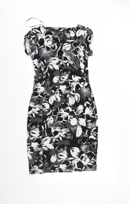 Preworn Womens Grey Floral  Sheath  Size 12