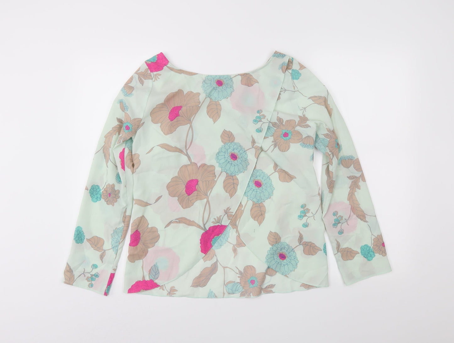 Papaya Womens Green Floral  Wrap Blouse Size 10