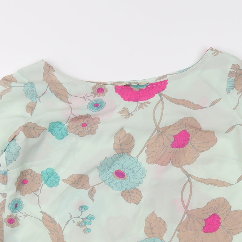 Papaya Womens Green Floral  Wrap Blouse Size 10