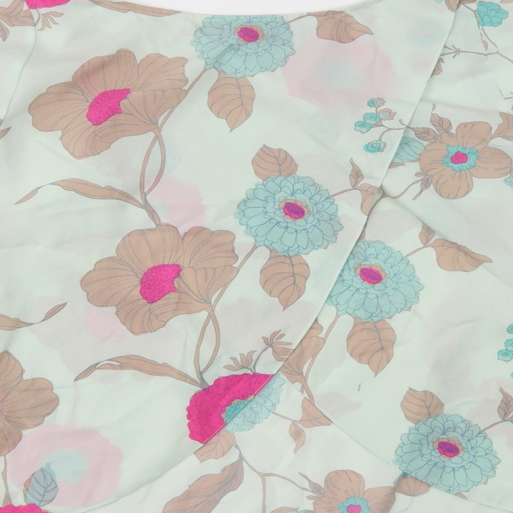 Papaya Womens Green Floral  Wrap Blouse Size 10