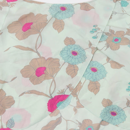 Papaya Womens Green Floral  Wrap Blouse Size 10