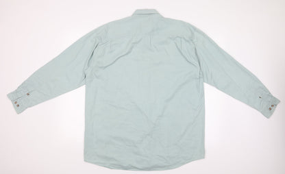 Mens UK Size 38 The Chino Shirt Co Blue  Button-Up Long Sleeve Casual Shirt