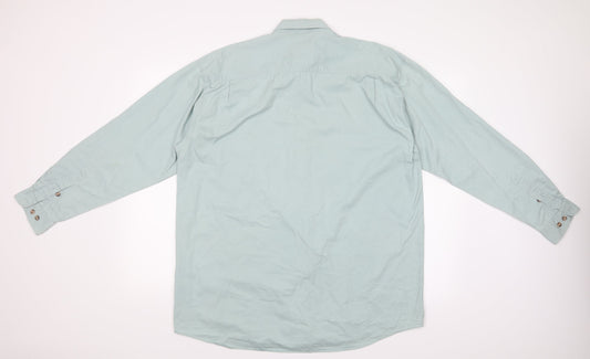 Mens UK Size 38 The Chino Shirt Co Blue  Button-Up Long Sleeve Casual Shirt