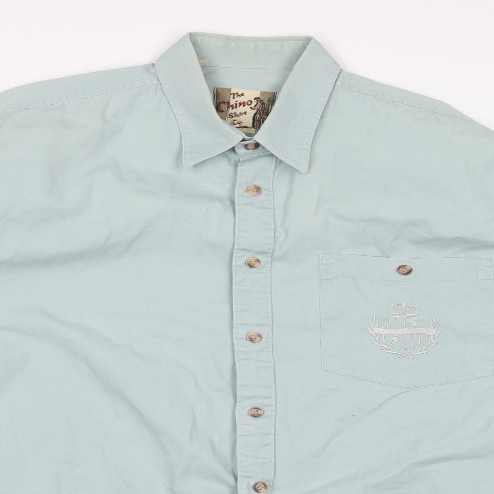 Mens UK Size 38 The Chino Shirt Co Blue  Button-Up Long Sleeve Casual Shirt