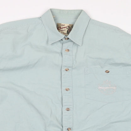 Mens UK Size 38 The Chino Shirt Co Blue  Button-Up Long Sleeve Casual Shirt