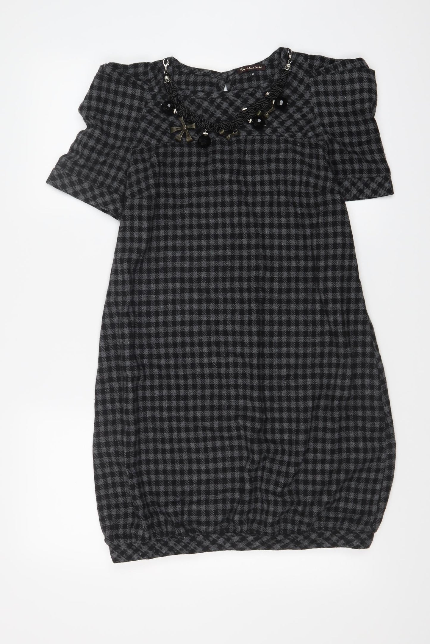 Preworn Womens Black Check  A-Line  Size 8