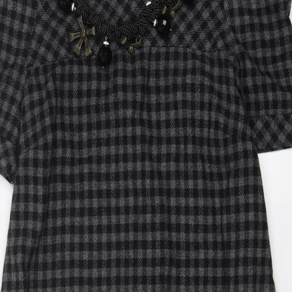 Preworn Womens Black Check  A-Line  Size 8