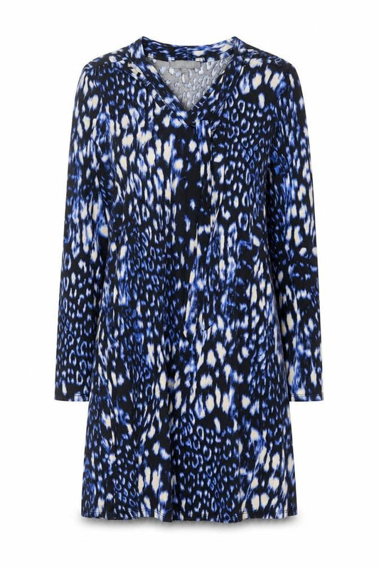 Front view of Principles women’s blue animal print shift, size UK 10