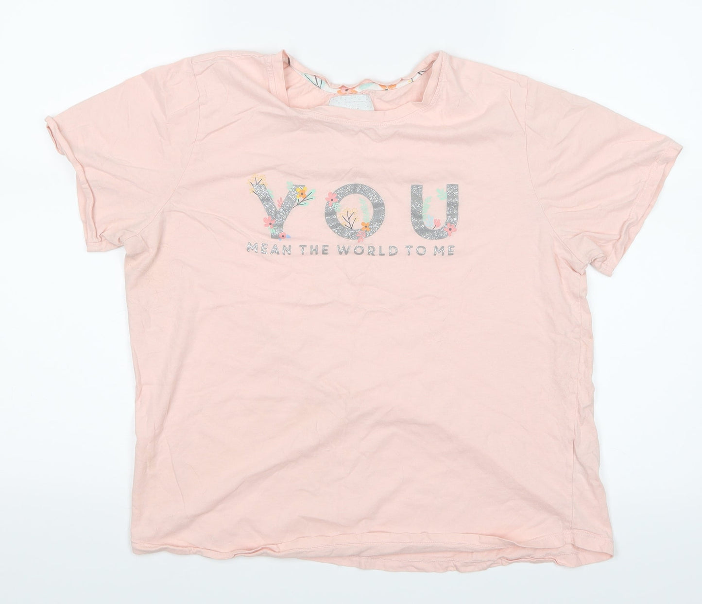 Preworn Girls Pink   Top Pyjama Top Size M  - You mean the world to me