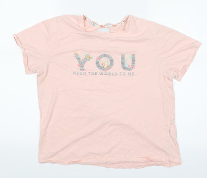 Preworn Girls Pink   Top Pyjama Top Size M  - You mean the world to me
