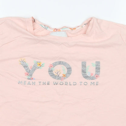 Preworn Girls Pink   Top Pyjama Top Size M  - You mean the world to me