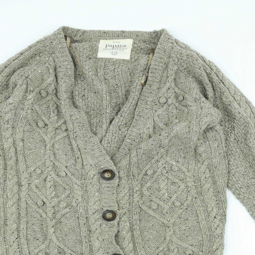 12 Womens Brown  Knit Jacket Coatigan Size 12