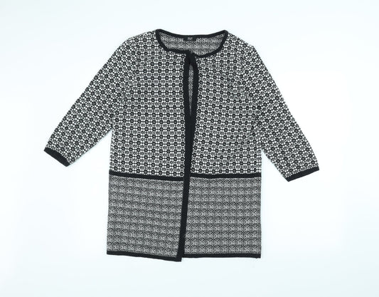 F&F Womens White  Knit Jacket Coatigan Size 12