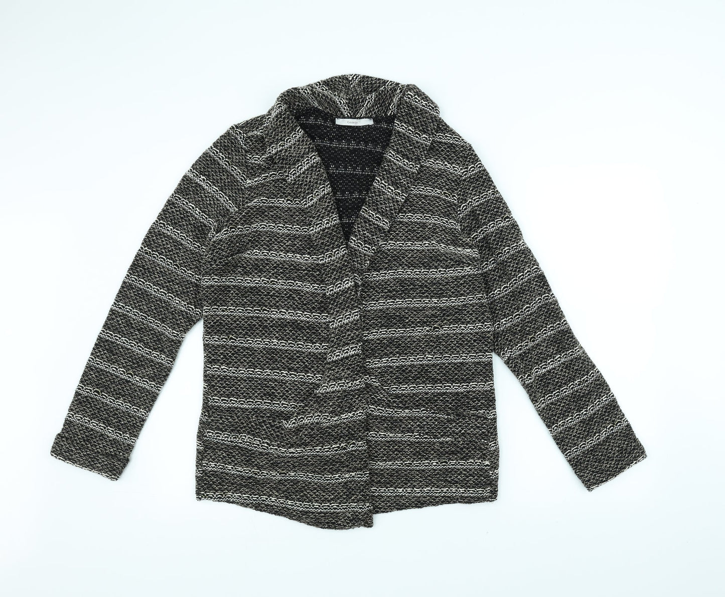 George Womens Brown Striped  Jacket Coatigan Size 14