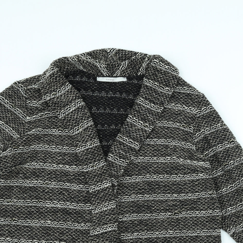 George Womens Brown Striped  Jacket Coatigan Size 14