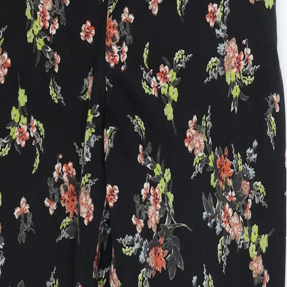 F&F Womens Black Floral  Trousers  Size 26 in L26 in