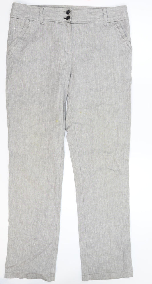 Per Una Womens Grey   Trousers  Size 14 L32 in