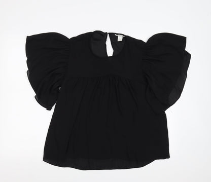 Womens UK Size 10 H&M Black Basic Blouse