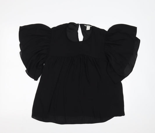 Womens UK Size 10 H&M Black Basic Blouse