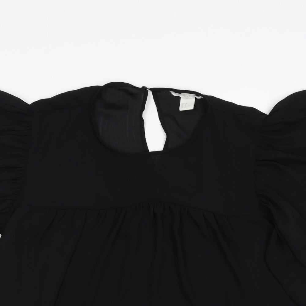 Womens UK Size 10 H&M Black Basic Blouse