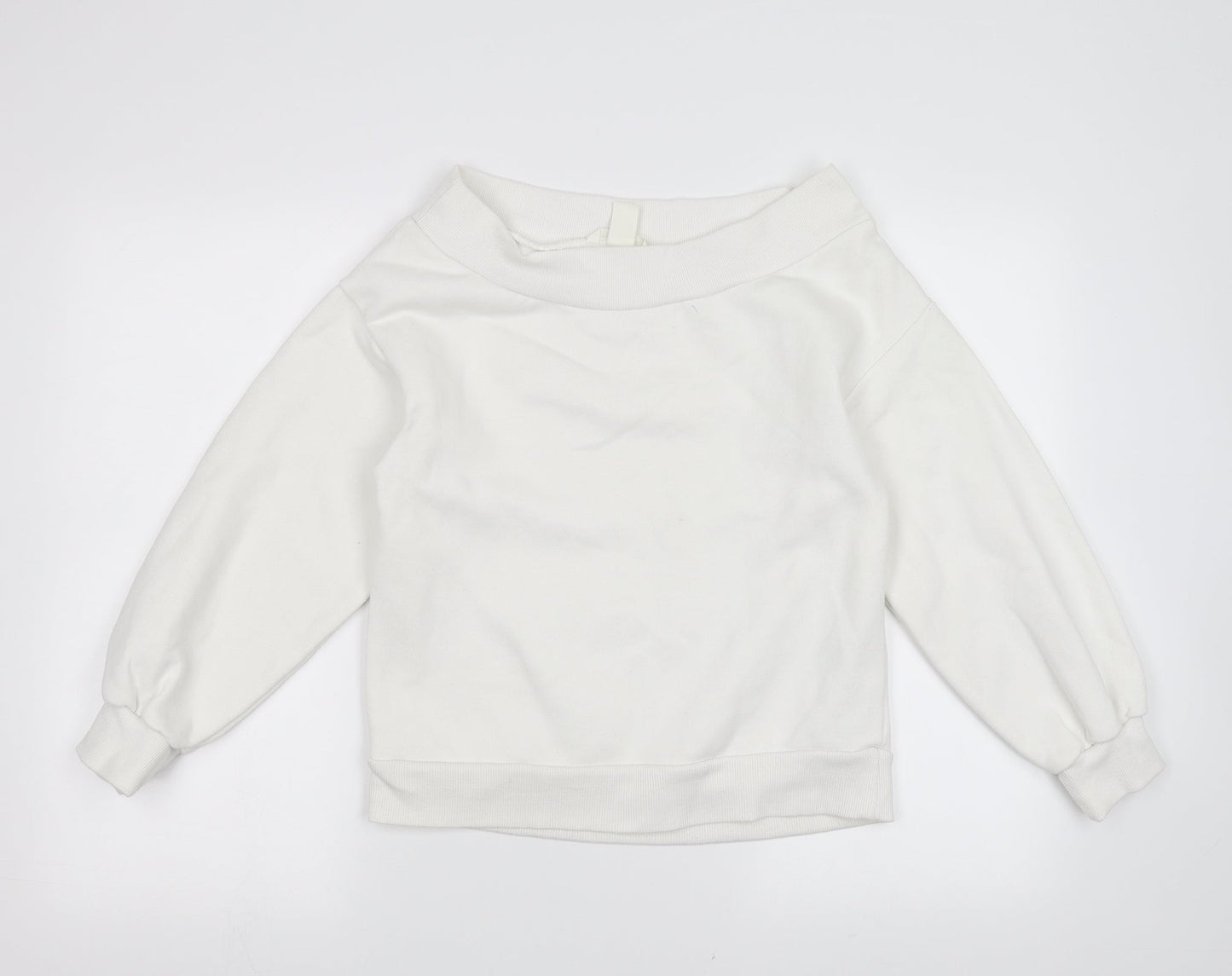 H&M Womens White   Pullover Sweatshirt Size S