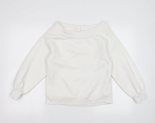 H&M Womens White   Pullover Sweatshirt Size S