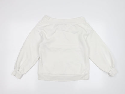 H&M Womens White   Pullover Sweatshirt Size S