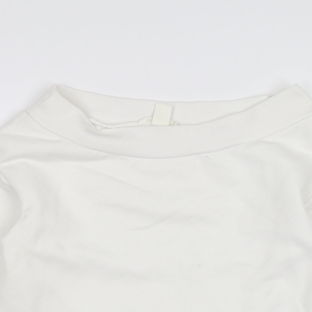 H&M Womens White   Pullover Sweatshirt Size S