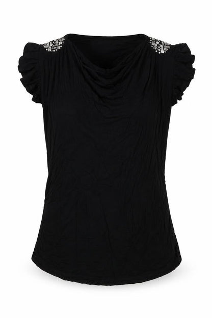 Womens UK Size L Yessica Black Basic Blouse