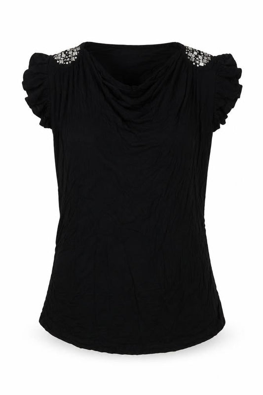 Womens UK Size L Yessica Black Basic Blouse