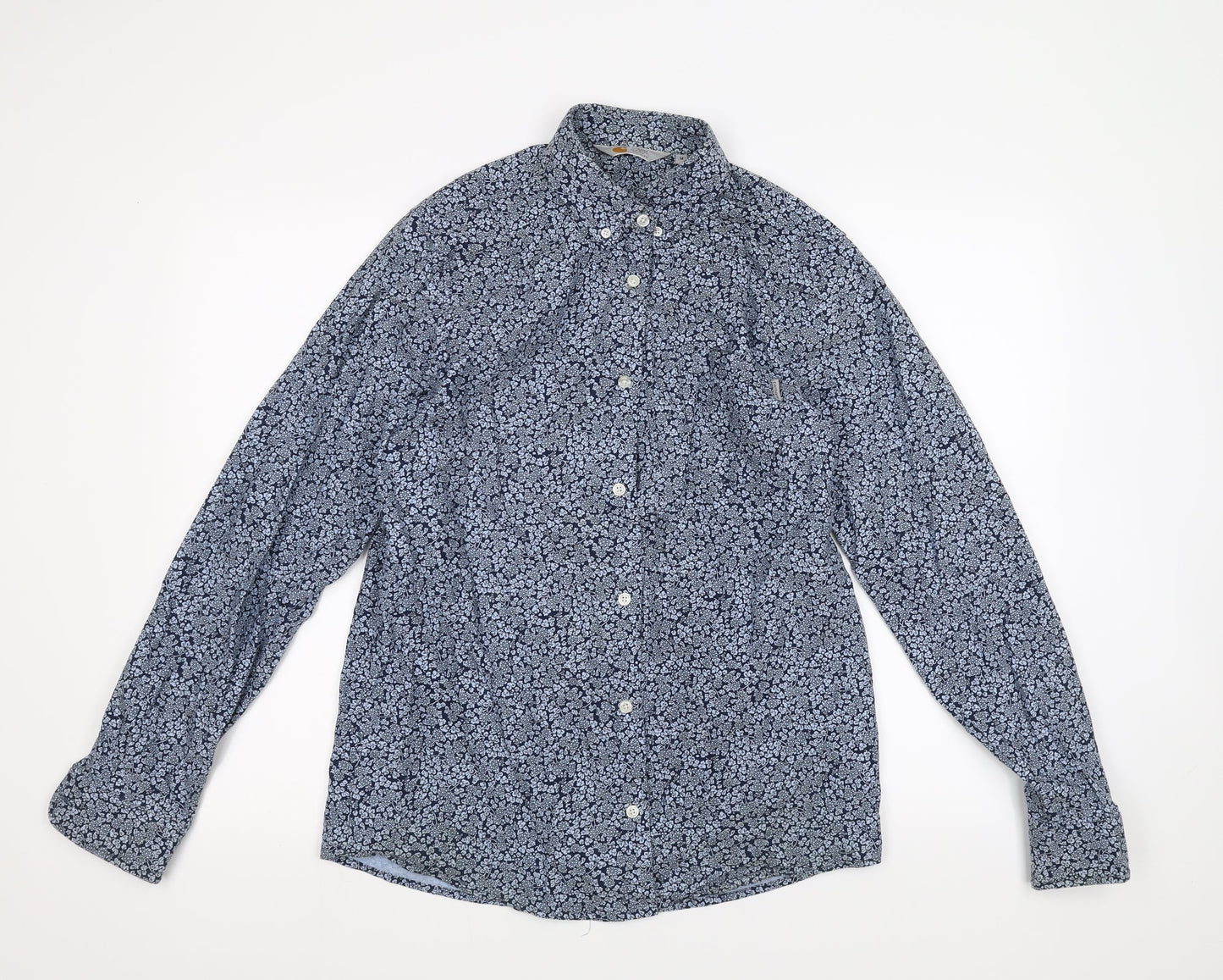 Rugged Outdoor Mens Blue Floral   Button-Up Size M