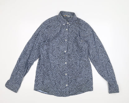 Rugged Outdoor Mens Blue Floral   Button-Up Size M