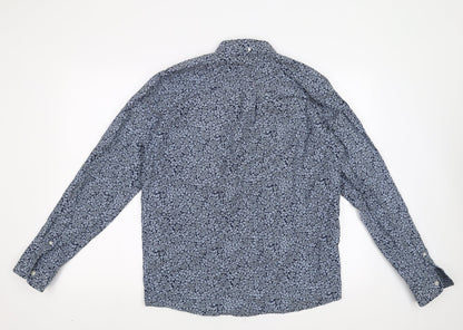 Rugged Outdoor Mens Blue Floral   Button-Up Size M