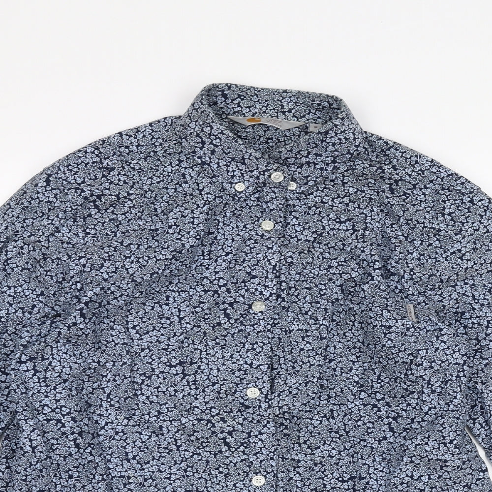 Rugged Outdoor Mens Blue Floral   Button-Up Size M