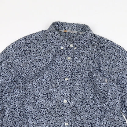 Rugged Outdoor Mens Blue Floral   Button-Up Size M