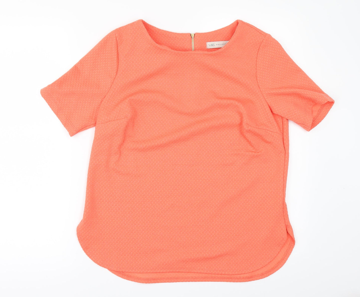 Womens UK Size 12 Marks and Spencer Orange Basic T-Shirt