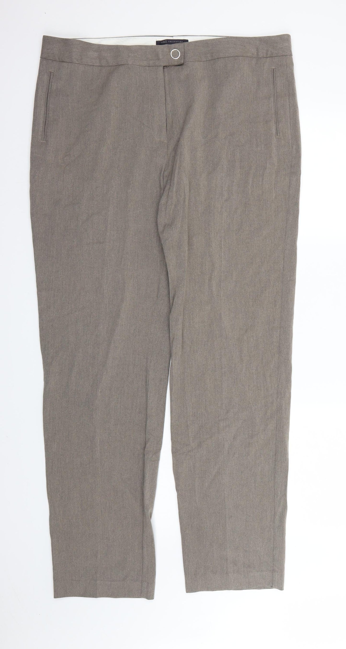 Womens UK Size 18 Marks and Spencer Regular Fit Dress Pants Brown Trousers