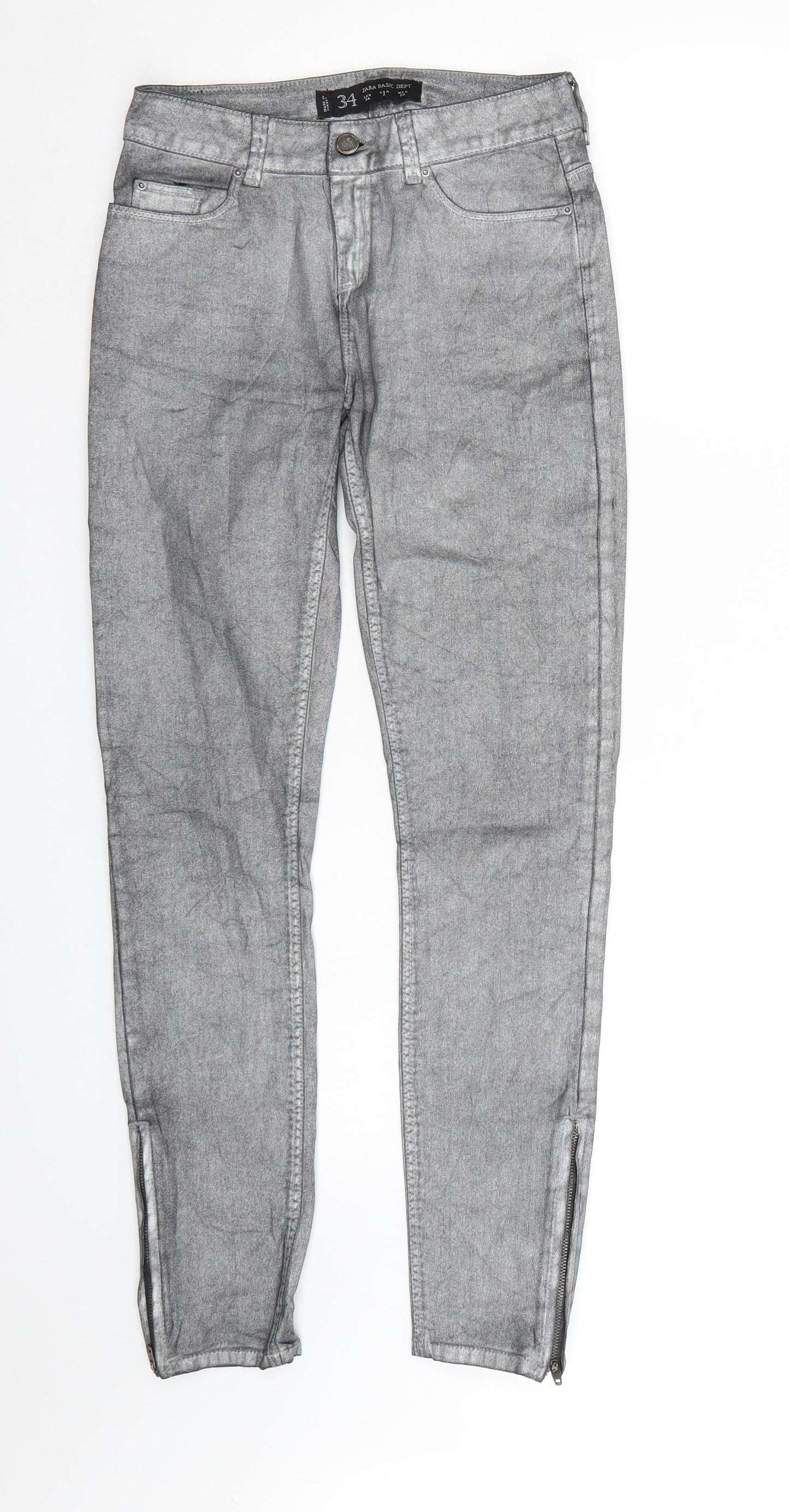 Zara Basic Womens Silver  Denim Skinny Jeans Size 6 L29 in