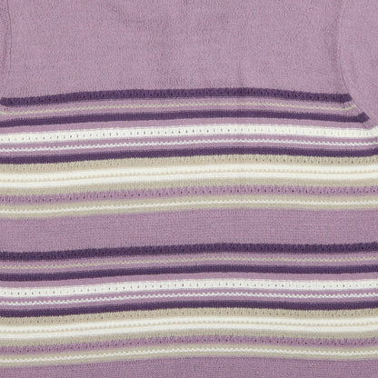 BM collection Womens Purple Striped Knit Pullover Jumper Size L