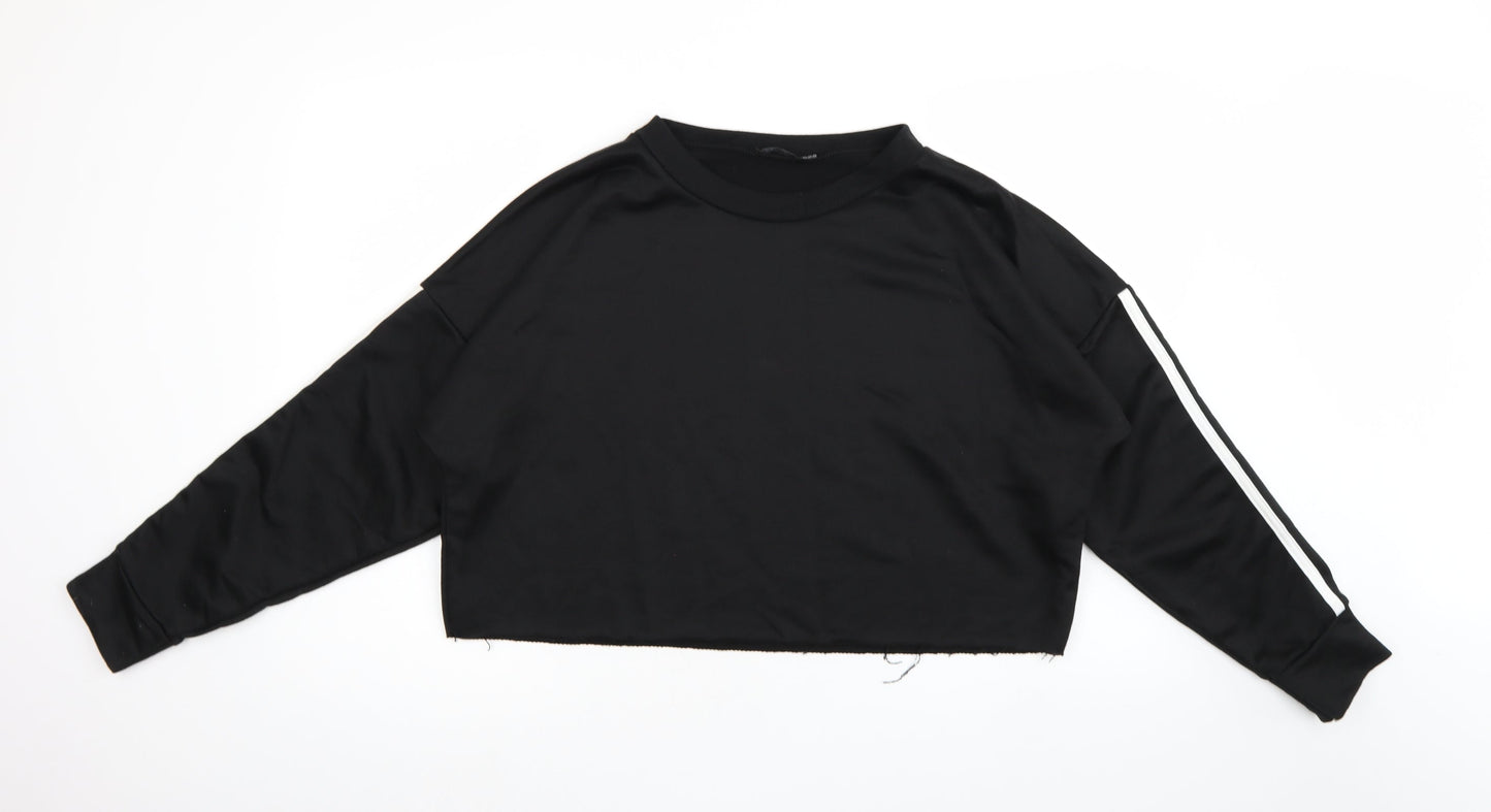 Boohoo Womens Black  Jersey Pullover Sweatshirt Size 16