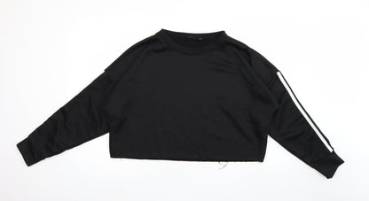 Boohoo Womens Black  Jersey Pullover Sweatshirt Size 16
