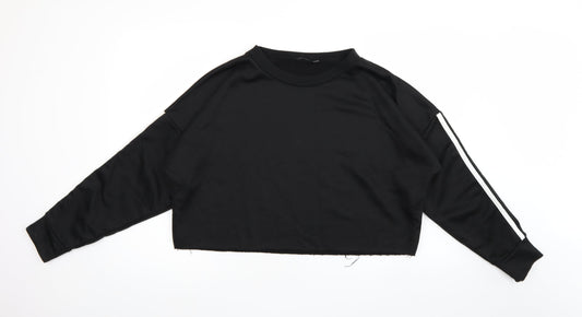 Boohoo Womens Black  Jersey Pullover Sweatshirt Size 16