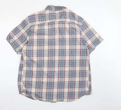 Boston crew Womens Blue Check  Basic Button-Up Size XL