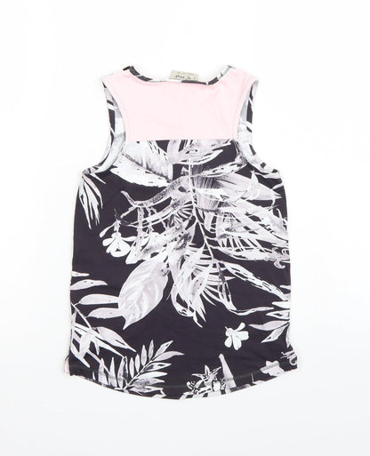 Next Girls Grey Floral  Basic Tank Size 7 Years